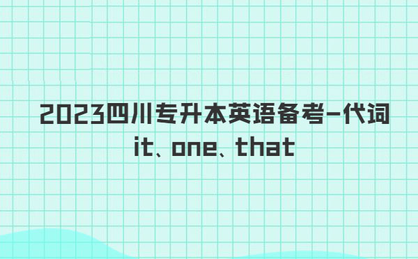 2023四川專升本英語(yǔ)備考-代詞it、one、that