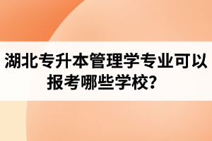 湖北專升本管理學(xué)專業(yè)可以報考哪些學(xué)校？屬于管理學(xué)的專業(yè)有哪些？