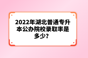 2022年湖北普通專升本公辦院校錄取率是多少？