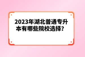 2023年湖北普通專升本有哪些院校選擇？