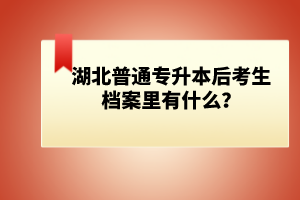 湖北普通專升本后考生檔案里有什么？