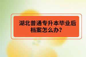 湖北普通專升本畢業(yè)后檔案怎么辦？