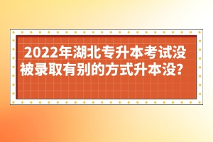 2022年湖北專升本考試沒被錄取有別的方式升本沒？