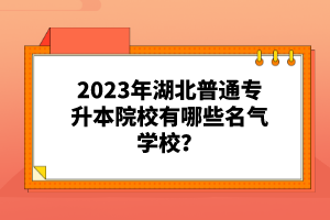 2023年湖北普通專升本院校有哪些名氣學(xué)校？