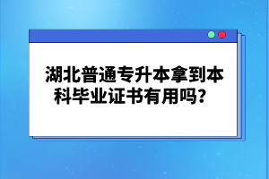 湖北普通專升本拿到本科畢業(yè)證書有用嗎？