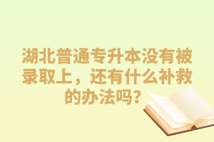 湖北普通專升本沒有被錄取上，還有什么補(bǔ)救的辦法嗎？